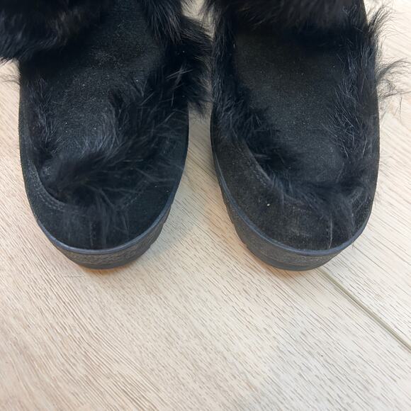 COACH Kataya Black Suede and rabbit fur Wedge Booties size 6.5 - Picture 6 of 12